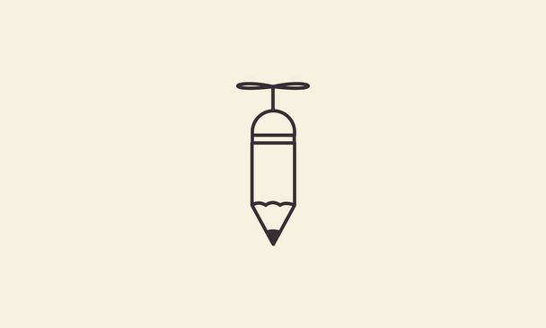 pencil with propeller lines logo symbol vector icon graphic design illustration - Vector, Image