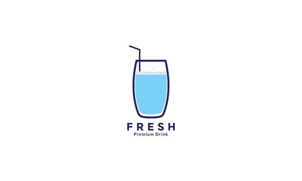 lines glass with blue juice logo symbol vector icon graphic design illustration - Wektor, obraz