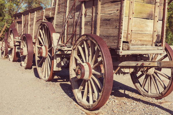 Old wooden american cart, vintage filter - Photo, Image