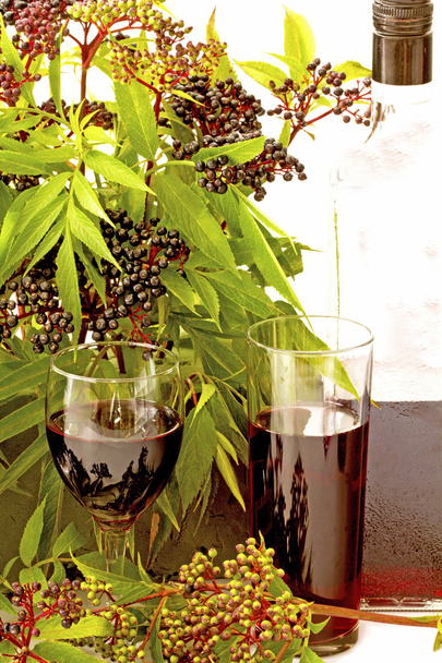 elderberry κρασί και εγκάρδια με τον καρπό - Φωτογραφία, εικόνα
