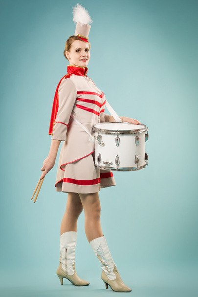 Majorettes girl posing with drum - Fotografie, Obrázek
