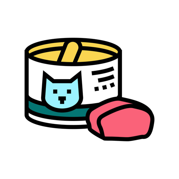 konzervované jídlo pro ikonu kočka barva vektorové ilustrace - Vektor, obrázek