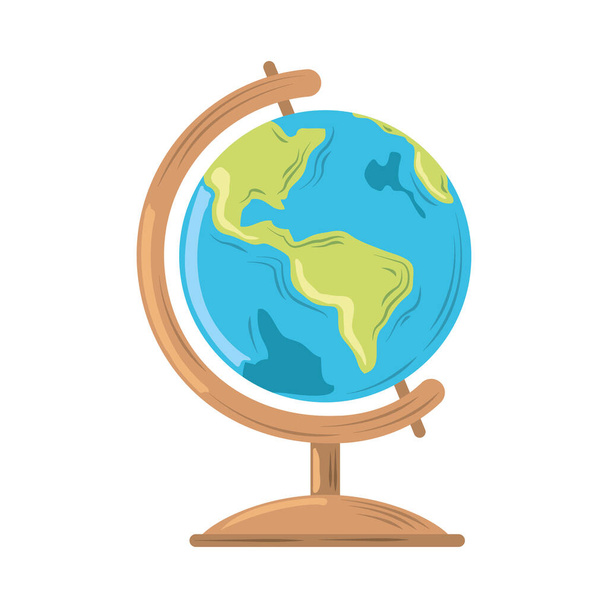 globe kaart geografie pictogram plat ontwerp - Vector, afbeelding