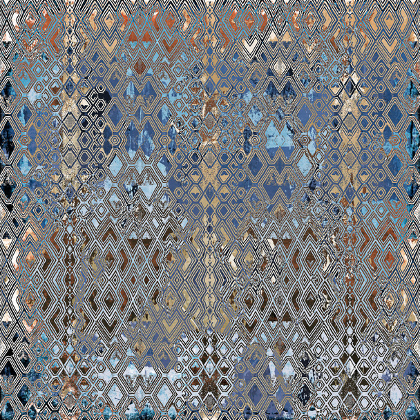 Patrón tribal estilo boho geométrico con textura y efecto angustiados - Foto, imagen