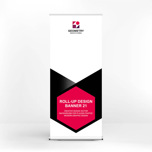 Roll-up banner, stand voor reclame, conferenties, seminars, mediasjabloon - Vector, afbeelding