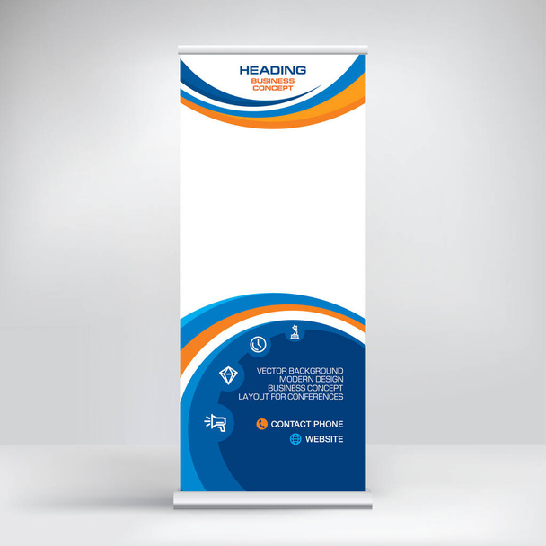 Roll-up banner, stand for advertising, conferences, seminars, media template - Vector, Image