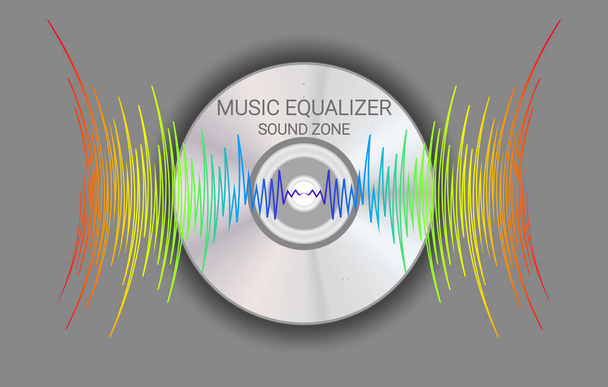 Muziekschijf met kleurrijke golven. Moderne audio achtergrond. Trendy speler platenposter. Vectortechnologie illustratie - Vector, afbeelding