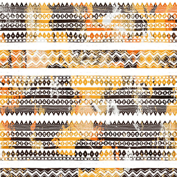 Geometric Boho Style Tribal pattern with distressed texture and effect - Photo, Image