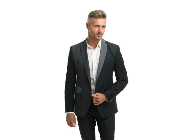 Looking good its self-respect. Professional man isolated on white. Wearing formal suit. Business professional. Classic look. Building career. Formalwear. Office attire. Dressing professionally - Фото, изображение