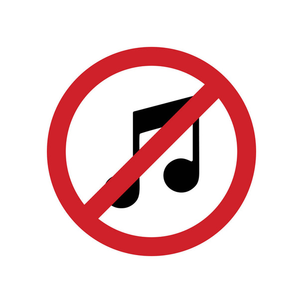 señal de prohibición de música sobre fondo blanco - Vector, imagen