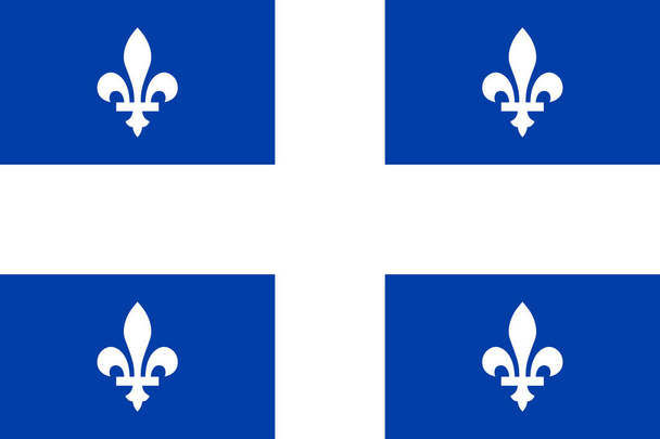 Офіційний великий плоский прапор Квебеку горизонтальний - Фото, зображення
