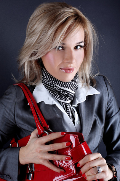 Fashion young woman with red bag - Zdjęcie, obraz