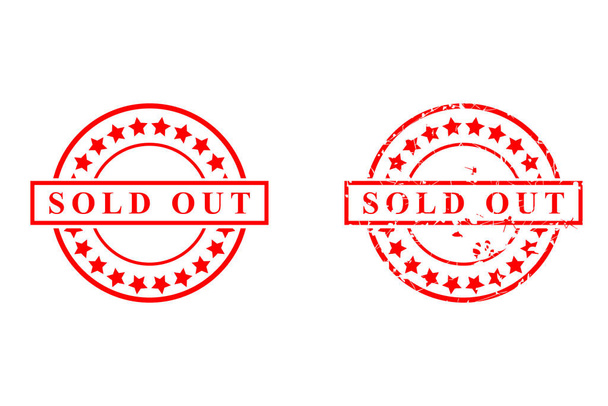 2 Style Vector Red Circle Rusty Vector Rubber Stamp, Sold Out, Isolated on White - Vector, Image