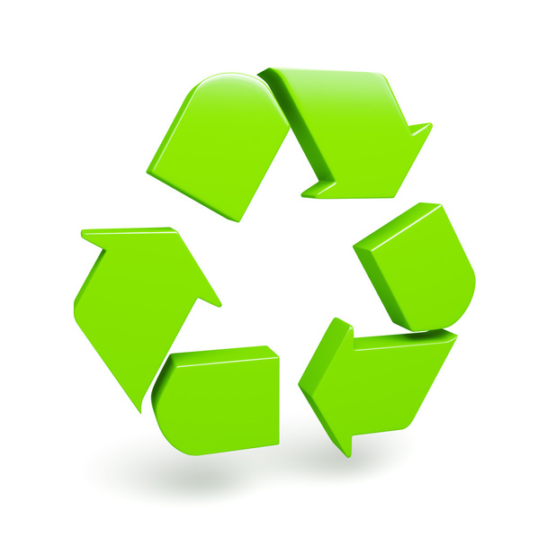 Simbolo di riciclo verde isolato sul bianco
 - Foto, immagini