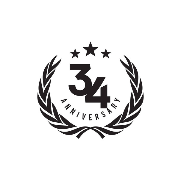 34-й рік святкування річниці дизайну логотипу Векторний шаблон
 - Вектор, зображення