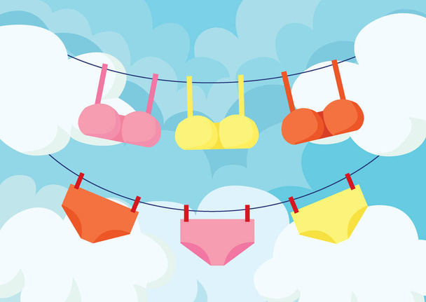 bra and underpants colorful in the cloud sky background - Photo, Image
