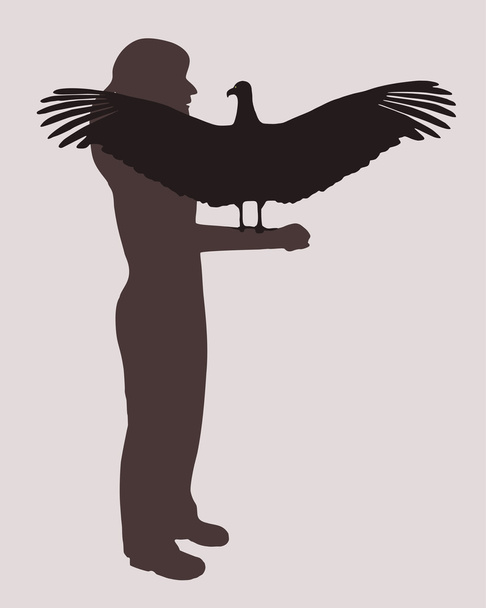 kadın ve yırtıcı kuşu - Vektör, Görsel