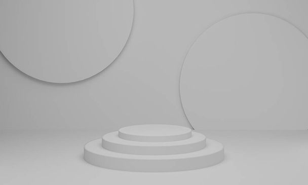 3D-Darstellung. Zylinderpodium auf weißem Hintergrund Abstrakte Minimal-Szene mit geometrischem. - Foto, Bild