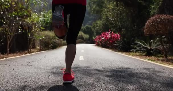 Azji kobieta jogging w park - Materiał filmowy, wideo