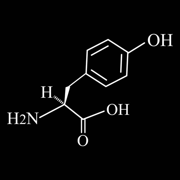 Аминокислота тирозин. Химическая молекулярная формула тирозиновой аминокислоты. Векторная иллюстрация на изолированном фоне - Вектор,изображение
