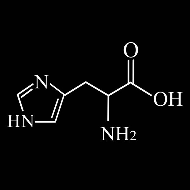 アミノ酸ヒスチジン.化学分子式ヒスチジンアミノ酸。孤立した背景のベクトル図 - ベクター画像