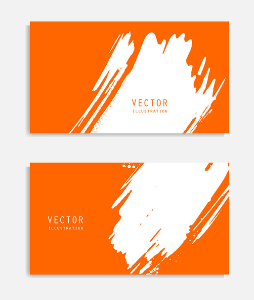 Abstract ink brush banners set with grunge effect. Japanese style. Vector illustration - Vektor, kép