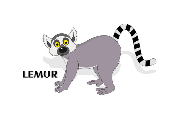 lindo lémur animal de dibujos animados, ilustración de vector simple - Vector, imagen