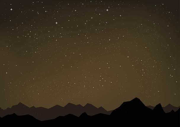 starry night sky and mountains ground - Вектор,изображение