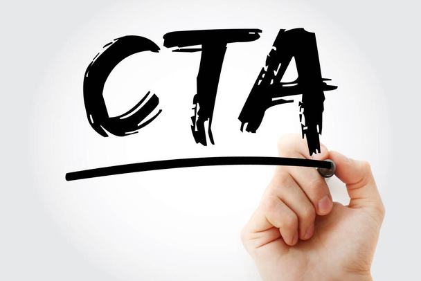 CTA - Call To Action mozaikszó marker, üzleti koncepció háttér - Fotó, kép