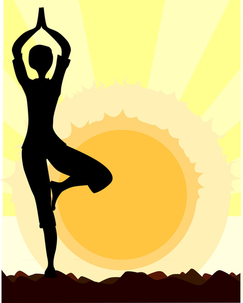 Yoga-Baum-Poster. - Vektor, Bild