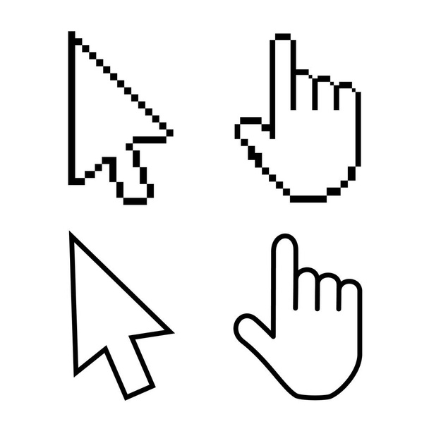 Icono del cursor de la mano con un dedo índice y flecha. - Vector, Imagen