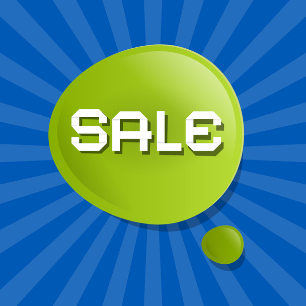 Vector Green Sale Bubble Icon on Blue Backgound - Вектор,изображение