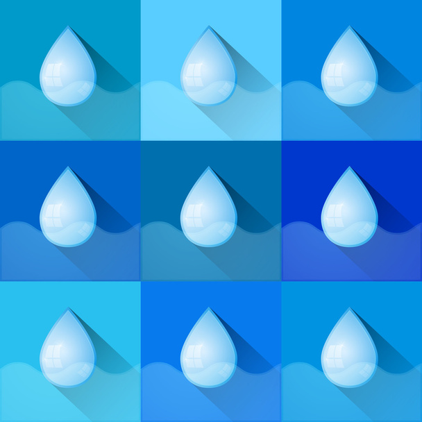 Blue Vector Water Drops Symbols Set - Vettoriali, immagini