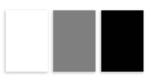 Három üres lap, fehér háttérrel. Fehér, szürke, fekete. - Fotó, kép