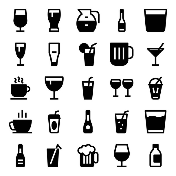 Icone di glifo per bere - Vettoriali, immagini
