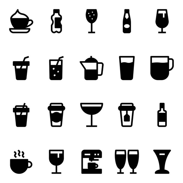 Iconos de glifos para beber - Vector, imagen