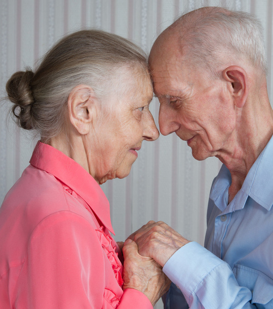 Closeup portrait of smiling elderly couple - Photo, image