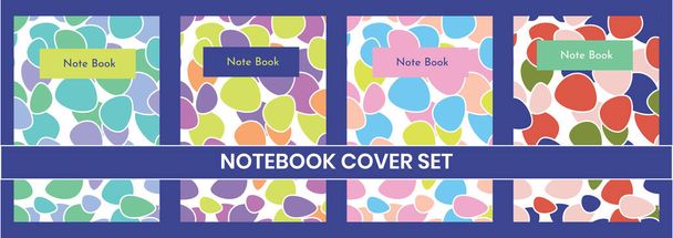 Cover page templates.  Funny cute colorful pebbles pattern notebook cover set for notebook, diary and notepads, set of 4 - Vector, Image