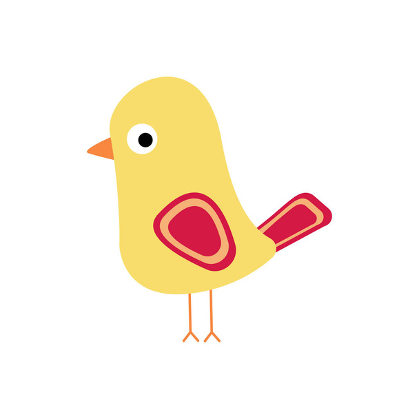Beautiful bright bird. Multicolored cartoon bird. Design element in flat style isolated on white background. Vector illustration - Vector, Imagen