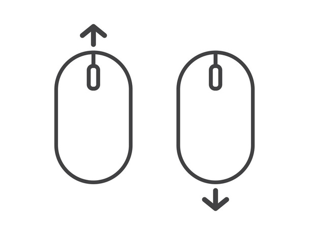 Desplácese el ratón hacia abajo y hacia arriba icono sobre fondo blanco. Ratón de ordenador negro icono de línea delgada. Elemento de diseño para sitios web y aplicaciones móviles. Ilustración vectorial - Vector, imagen