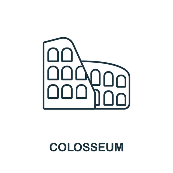 イタリアのコレクションのコロッセオアイコン。テンプレート、ウェブデザイン、インフォグラフィックのためのシンプルなラインコロッセオアイコン - ベクター画像