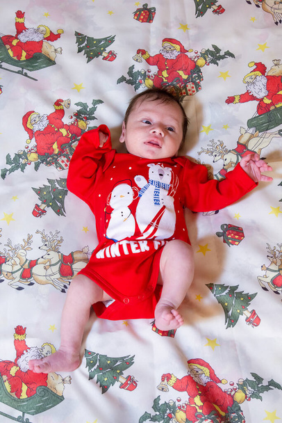 baby child in santa costume, baby boy in santa claus clothes - Valokuva, kuva