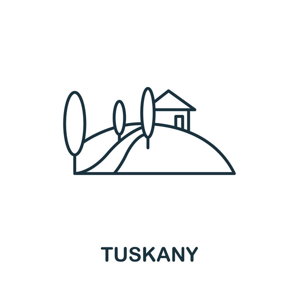 Toscane icoon uit Italië collectie. Eenvoudige lijn Toscane icoon voor sjablonen, web design en infographics - Vector, afbeelding