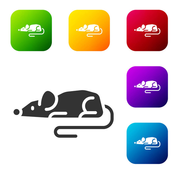 Icona mouse sperimentale nero isolato su sfondo bianco. Imposta le icone nei pulsanti quadrati a colori. Vettore. - Vettoriali, immagini