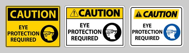Предупреждение знак защиты глаз требуется на белом фоне - Вектор,изображение