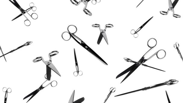 Kovové nůžky izolované na bílém pozadí. Létající nůžky. Kvalitní fotografie - Fotografie, Obrázek