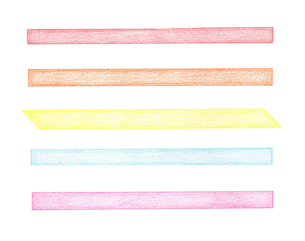 Barevné tužky kresba Abstraktní barevné pruhy izolované na bílém pozadí - Fotografie, Obrázek