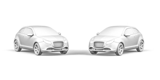 Hatchback coche de pasajeros mockup aislado sobre fondo blanco - Vista frontal - 3D render - Foto, imagen