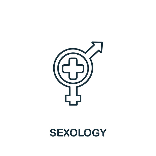 Ikona sexuologie z lékařské sbírky. Jednoduchý lineární symbol sexuologie pro šablony, webdesign a infografiku - Vektor, obrázek