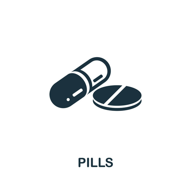 Набор значков таблеток. Четыре элемента в разных стилях из коллекции икон медицины. Иконки креативных таблеток, наброски, цветные и плоские символы - Вектор,изображение